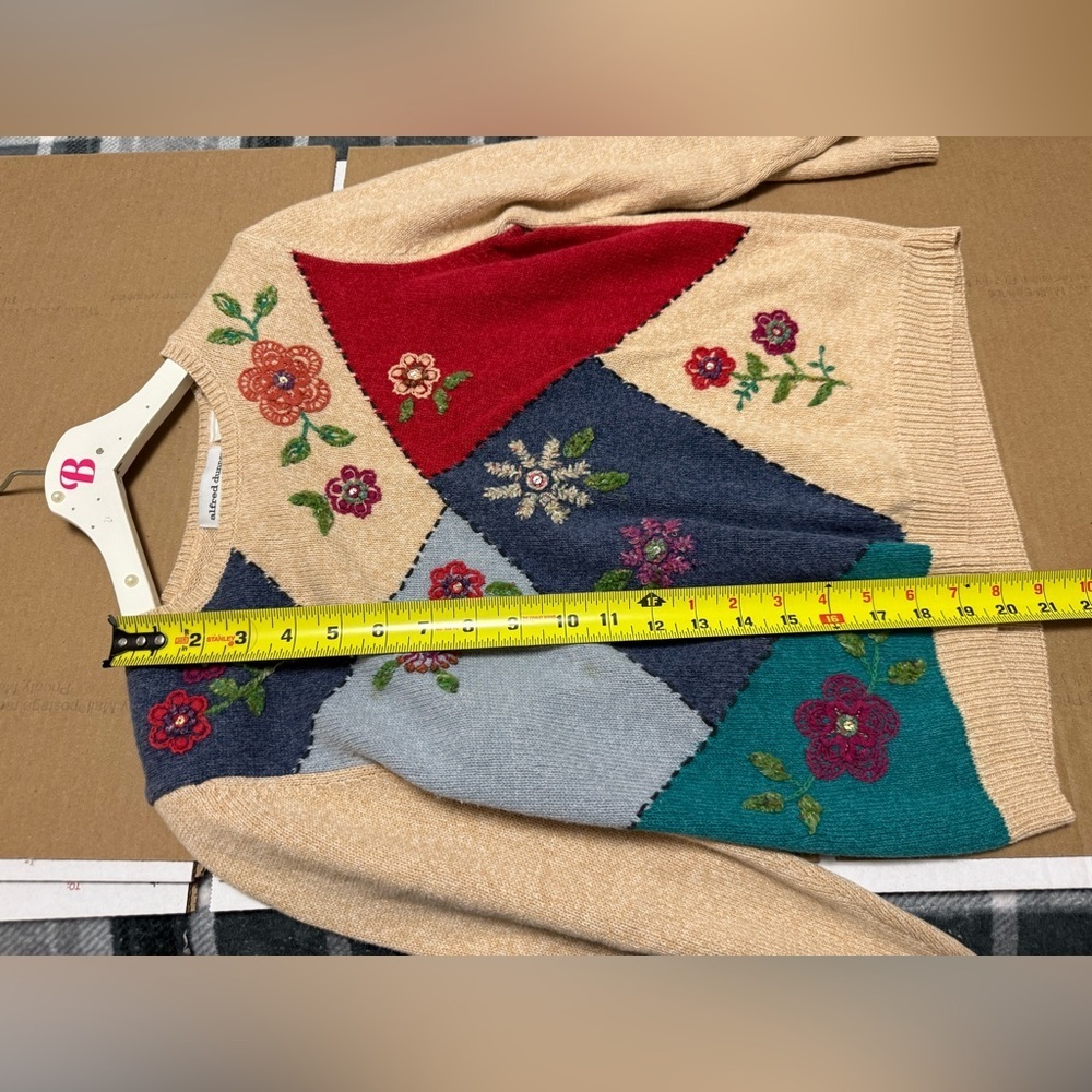 Alfred Dunner Multicolor Floral Sweater Coastal Grandma Cottagecore Patchwork - Picture 5 of 7